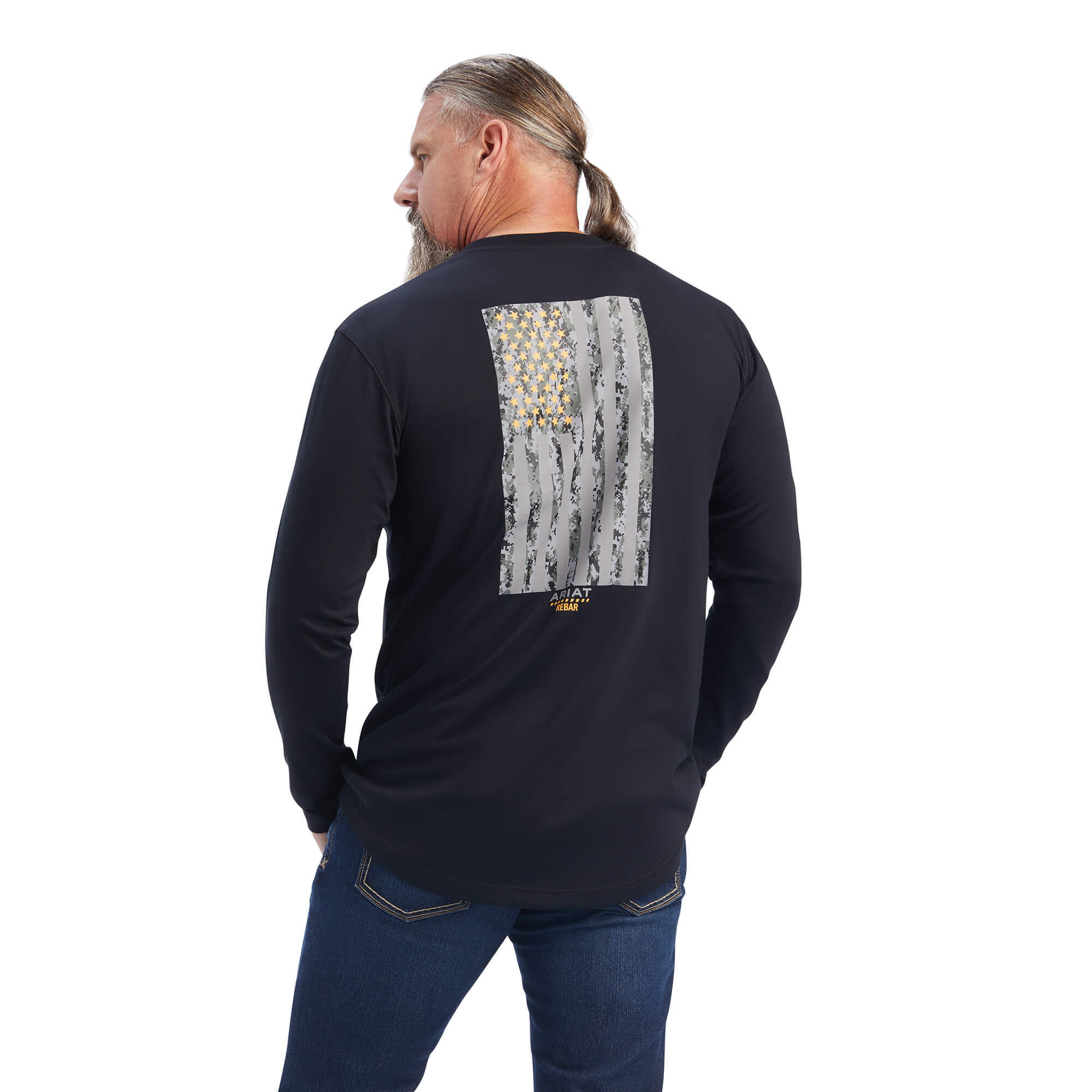 Rebar Workman Reflective Flag Graphic T-Shirt